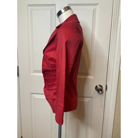 Tadashi Shoji Collection Red Shirred Taffeta Jewel Button Jacket, Size 10 - Picture 4 of 10